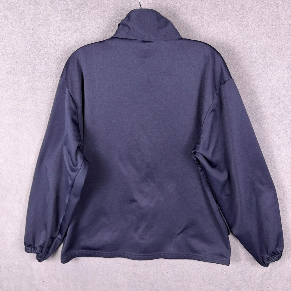 Olympic Mens L Made In USA Mock Neck Navy‎ Full Zip Long Sleeve Fleece Vintage